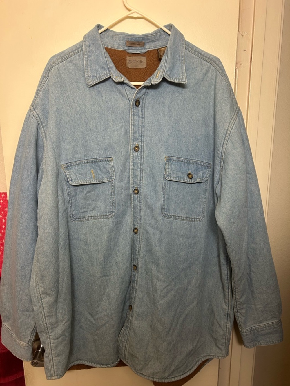 St. John's Bay Fleece Lined Light Blue Denim Shirt Jacket Size XLT